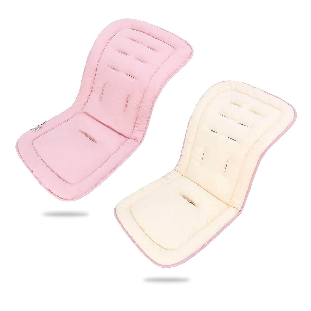 LAT Universal Pram Liner, Baby Pushchair Seat Liners, Cotton Double-Sided Use Baby Stroller Cushion Pad, Stroller Seat Pad for Toddler Infant 78x34cm (Beige+Pink)