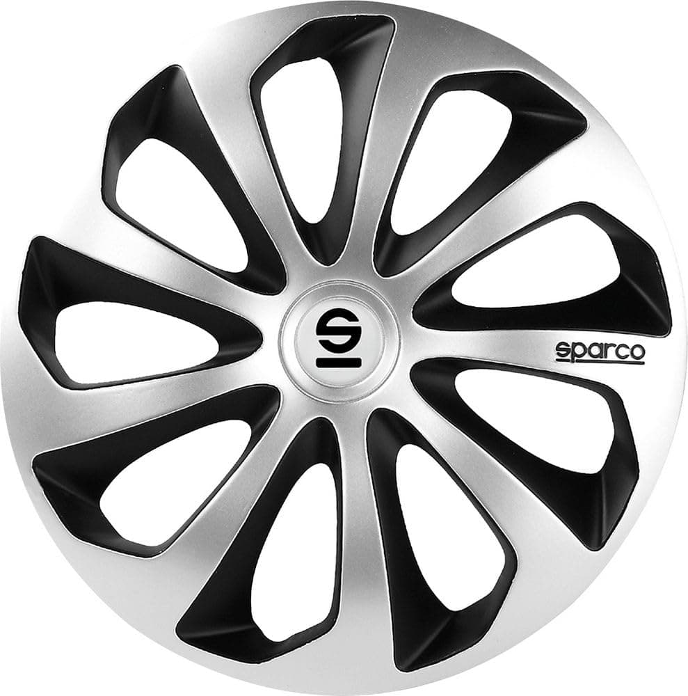 Sparco Juego de 4 Fundas para Ruedas de Coche Sicilia SPC1573SVBK de 15 Pulgadas, Plateadas y Negras