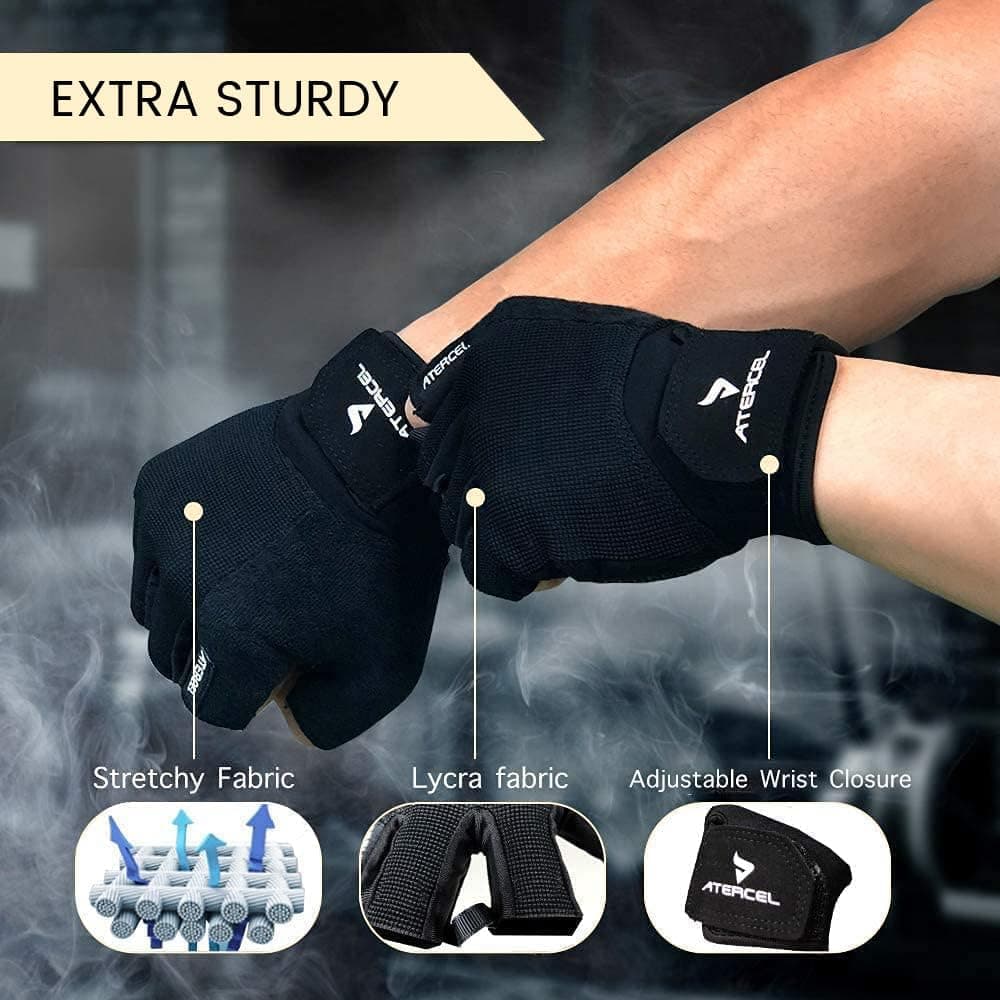 Atercel Workout Gloves for Men and Women, Exercise Gloves for Weight Lifting, Cycling, Gym, Training, Breathable and Snug fit — view 2