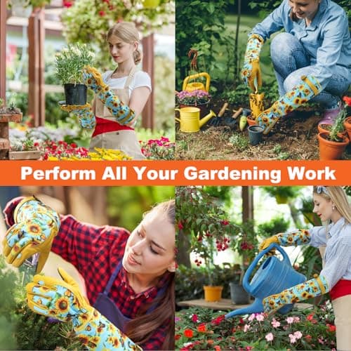 DLY Garden Gloves for Women,Gardening Gloves,Gardening Gift for Lady,Blue,M — view 5