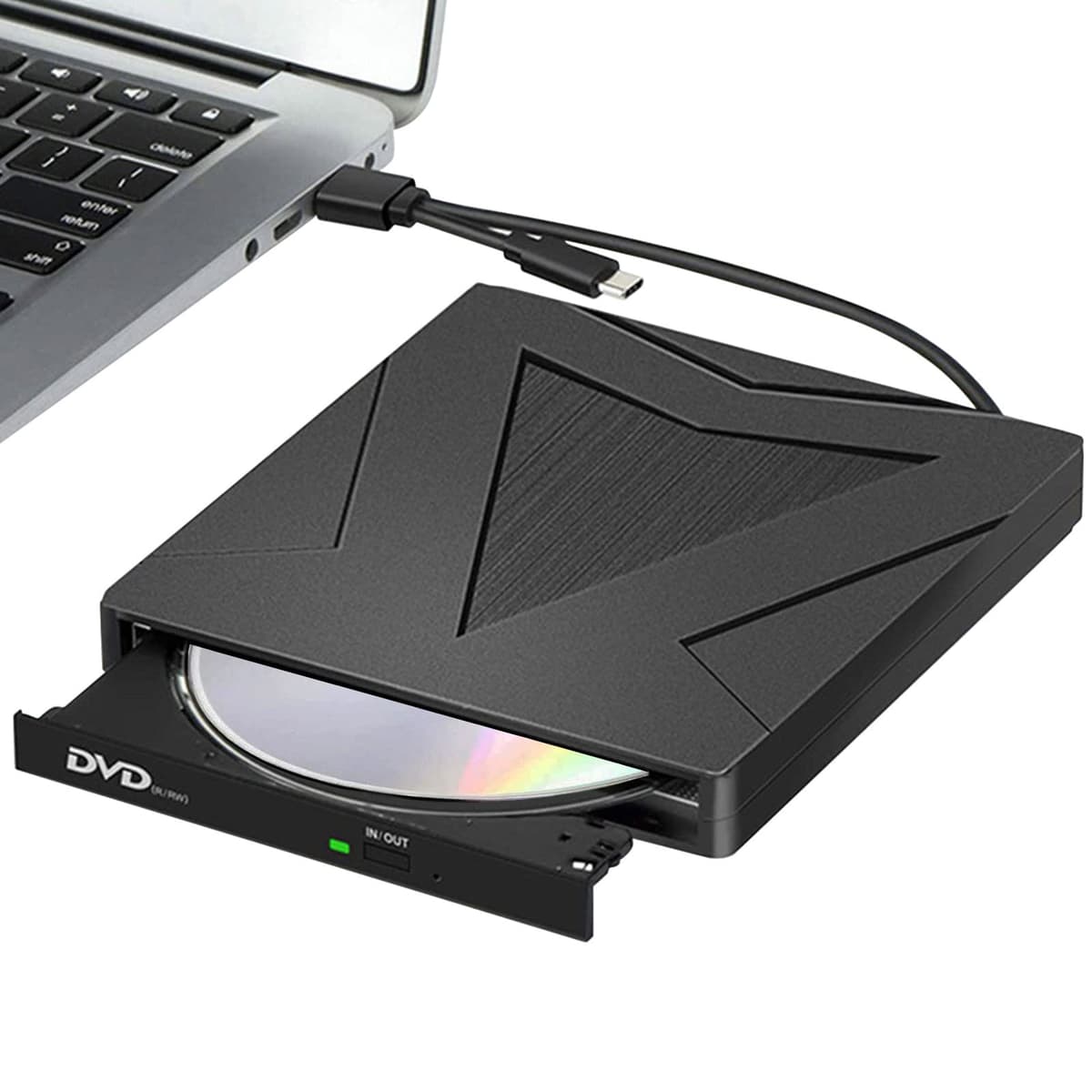 RUIZHI Unidades DVD/CD Externa, USB 3.0 y Type C portátil CD DVD +/- RW Grabadora de Reproductor Externo para PC Laptop Desktop MacBook, Compatible con Windows/7/8/10/XP/Linux/MacOS
