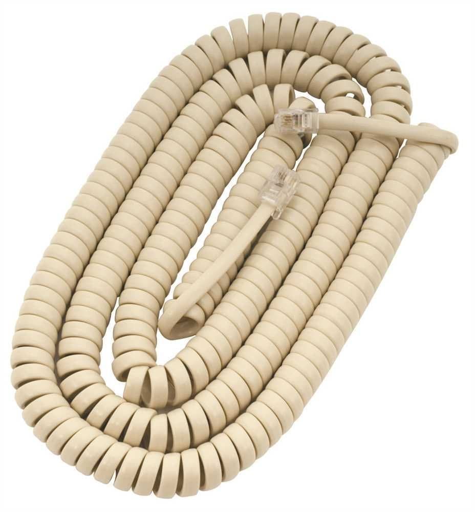 Uni-Best Coil Telephone Cord. Plug to Plug Extension. Standard Phone line Cord Configuration. A Selection of Multiple Colours and Sizes(2 Pack) (Ivory, 25')