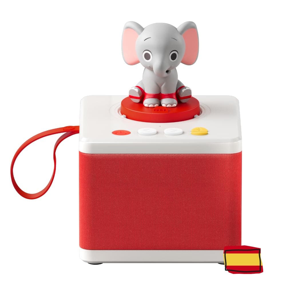 FABA - Cuentacuentos para Niñas y Niños, Altavoz con el Personaje Sonoro ELE el Elefante, Juego Educativo, Contenido EN ESPAÑOL Apto Desde 3 años