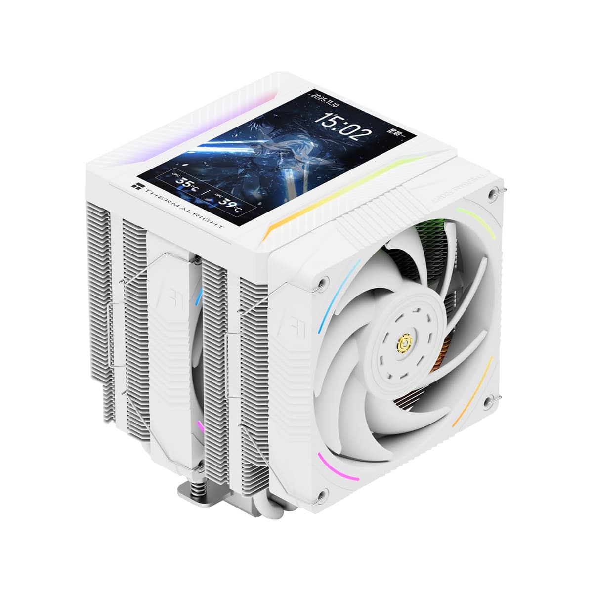 Thermalright Peerless Assassin 120 Vision MAX ARGB White CPU Cooler, PC Heatsink Cooler 6 Heat Pipes, 5’’ Magnetic Display Screen with 480x854 Resolution,for AM4/AM5 and Intel LGA1700/1851