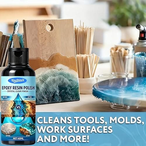 2PCS Epoxy Resin Polish High Gloss Finish Cleaner 40ml, Fast Long Lasting Sanding Set with Sponge — view 5