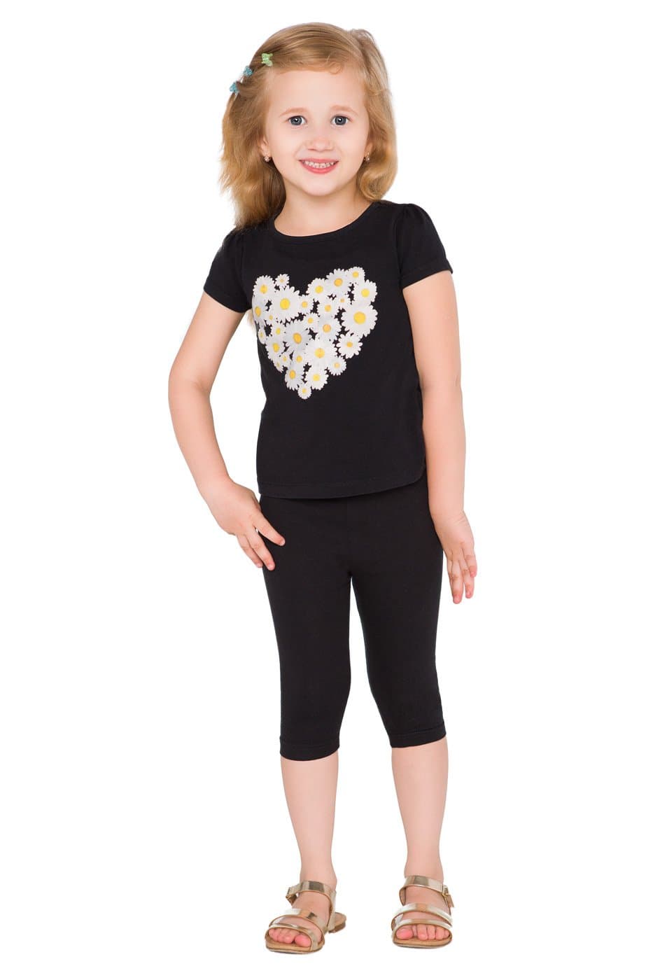 hi!mom Girls Cropped Leggings 3/4 Lenght - Cotton Basic Opaque Stretchy Dance Sport School Summer Capri Leggings - Pants for Kids Leggings