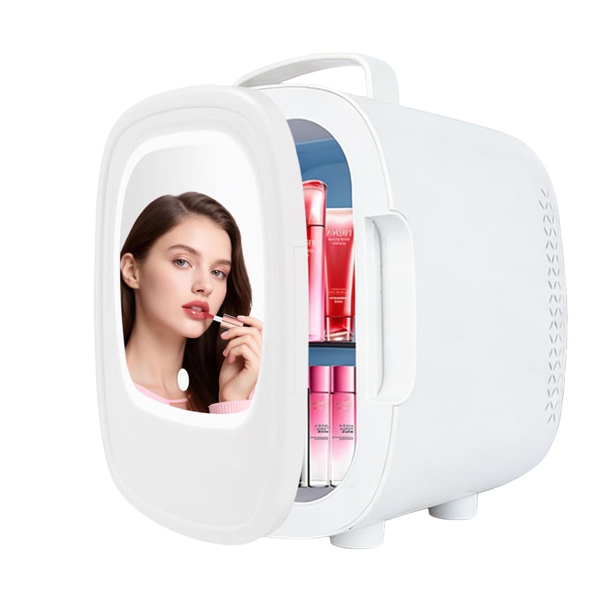 6L Portable Mini Fridge for Skincare with LED Mirror, Thermoelectric Cooler & Warmer for Bedroom, Office, Car – Compact Makeup Refrigerator for Beauty Products, Drinks