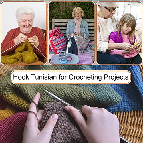 Tunisian Crochet Hook 7.0 mm, Aeelike Extra Long Afghan Hook Aluminum Durable for Beginners and Crochet Hook Lovers,Tunisian Knitting Needles for Crocheting Blankets Scarves Bags Sweater — view 3