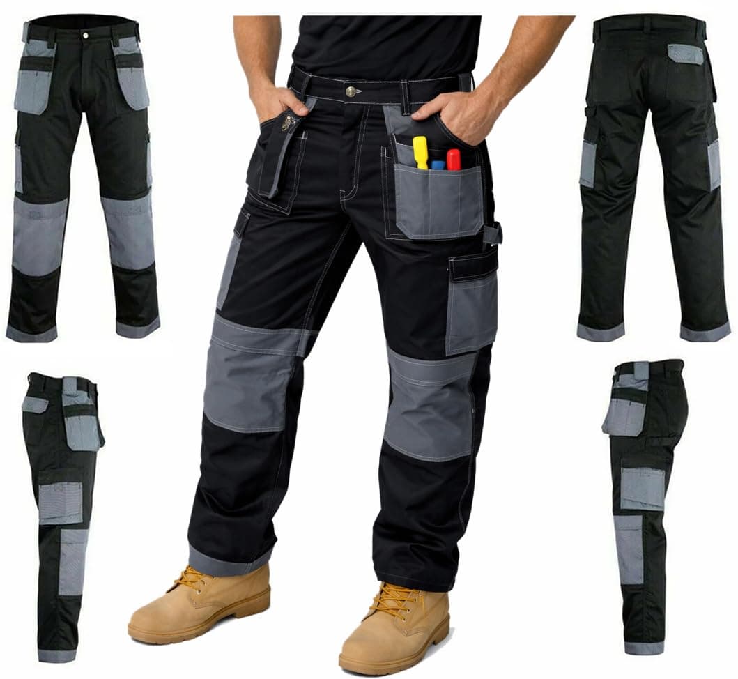GRS Multi Pockets Mens Combat Cargo Work Trouser with Knee Pad Pockets (Various Sizes and Colours: 28" - 50")