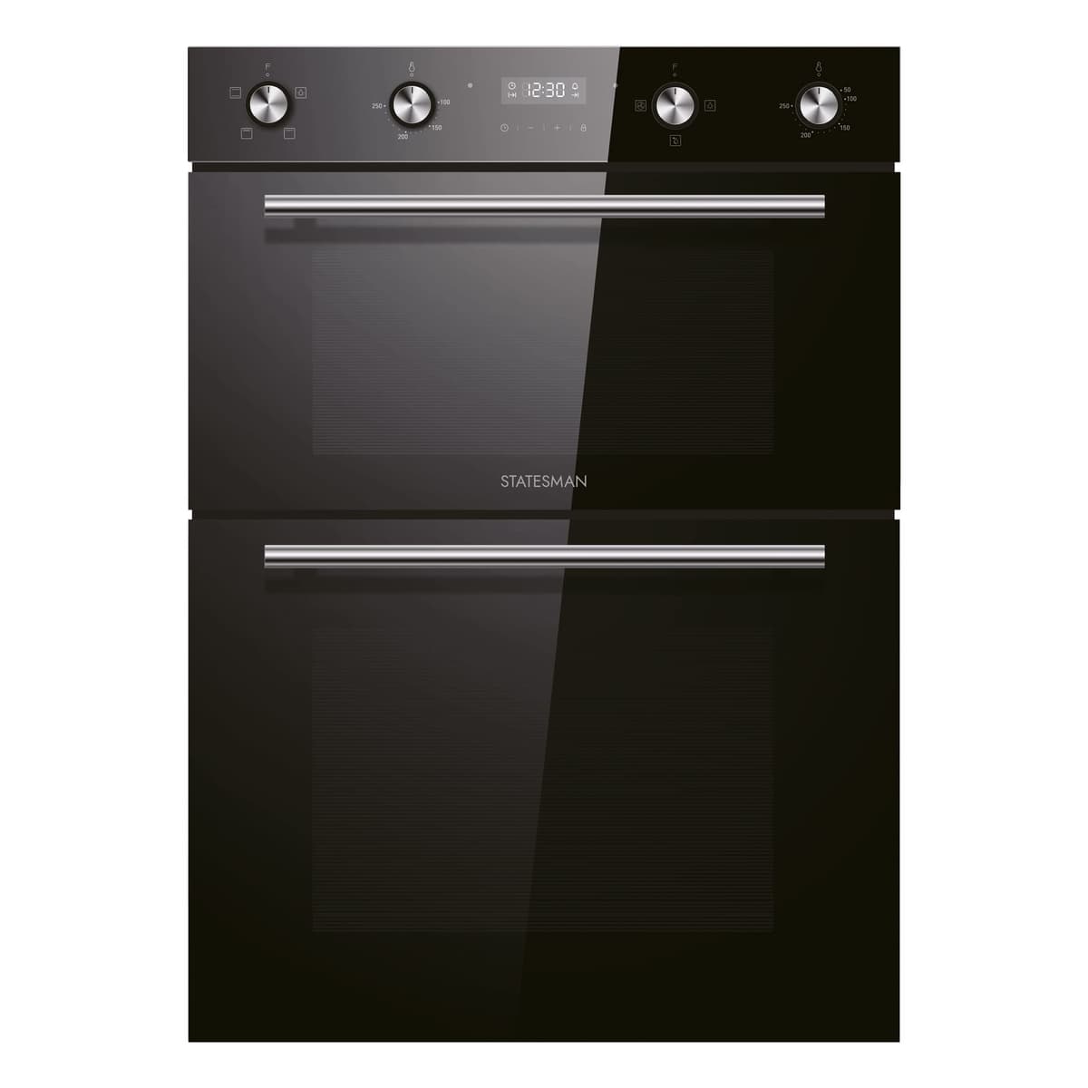 Statesman BDM373BL Built-In Double Oven, 3 Cooking Functions, LED Display, 35/70L, Black