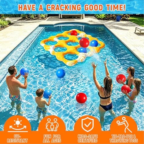 SVNWZGM Inflatable Tic Tac Toe Pool Game Set – Pool Toys with Anti-Drift Design & 10 Balls, Fun for Kids, Teens, Adults, Family, Party, Beach, Outdoor & Indoor, 2-10 Players — view 2