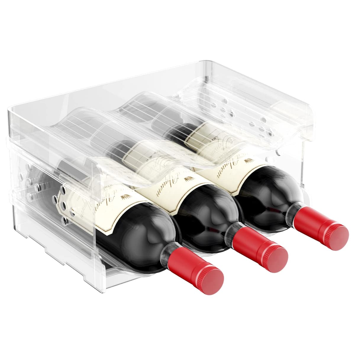 Relota Juego de 2 Piezas Botellero Apilable, Botellero Cocina, Wine Rack Standing, Vino Apilable, Botelleros para hasta 6 Botellas, Adecuado para Armarios, Frigoríficos, Salones
