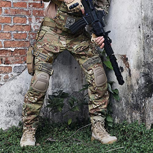IDOGEAR G3 Combat Pants with Knee Pads camo Pants for Men Outdoor Airsoft Paintball Outdoor Camo Tactical Trousers (camo,36W x 33L)