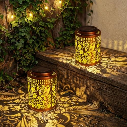 ZKLiLi Solar Lanterns Outdoor Waterproof Hummingbird Garden Decor Gifts for Women Mom Grandma Hanging Solar Lights Metal Solar Decoration Outside for Yard, Patio, Backyard, Porch — view 3
