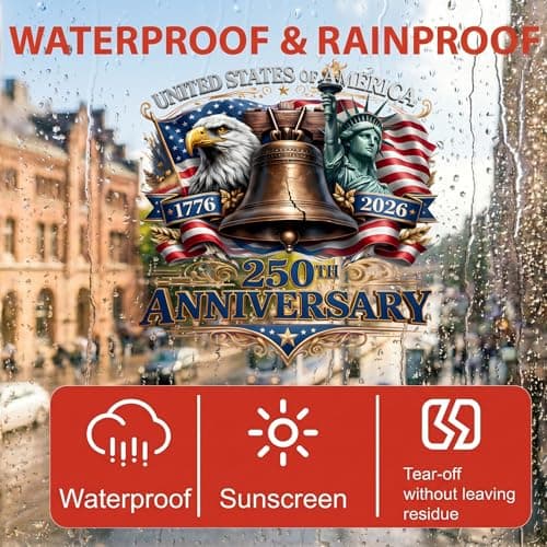 2pcs Car Window Stickers and Decals, USA 250th Anniversary Window Decal for Vehicles, 1776-2026 Patriotic Laptop Stickers, 250 Years Vinyl Bumper Graphic