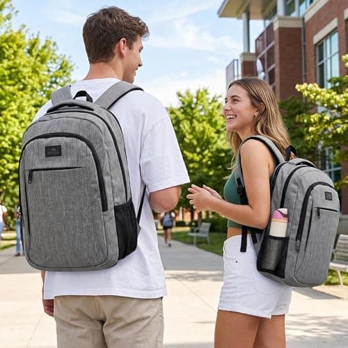 MATEIN Travel Laptop Backpack, Business Anti Theft Slim Sturdy Laptops Backpack Personal Item Bag, Water Resistant College School Computer Bag Gift for Men & Women Fits 15.6 Inch Notebook, Grey