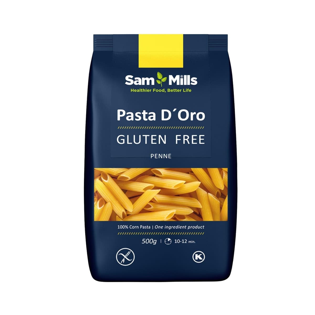 Sam Mills - Plumas Sin Gluten - 1 paquete de 500 g - 100% Harina de Maíz - Fabricado en Instalaciones Sin Gluten - Mejora el Tránsito Intestinal - Ideal para Dietas Veganas