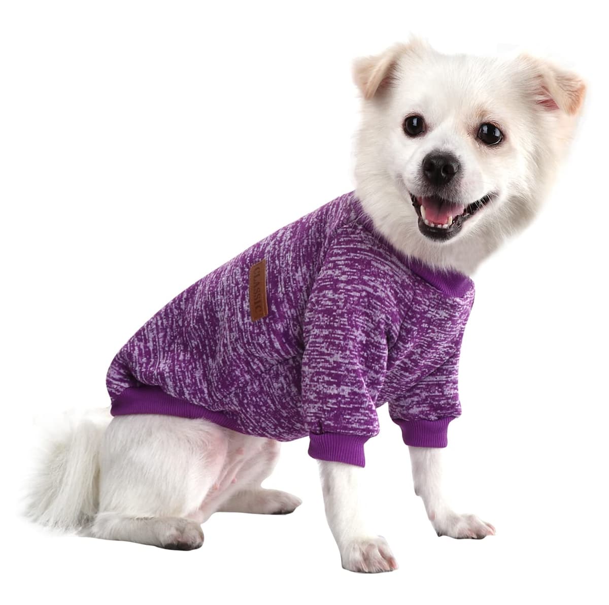 Small Dog Jumper Small Dog Sweatshirt Chihuahua Jumper Fleece Inside Soft Cozy, Colour Vibrant Easy to Take On and Off (Purple, S)