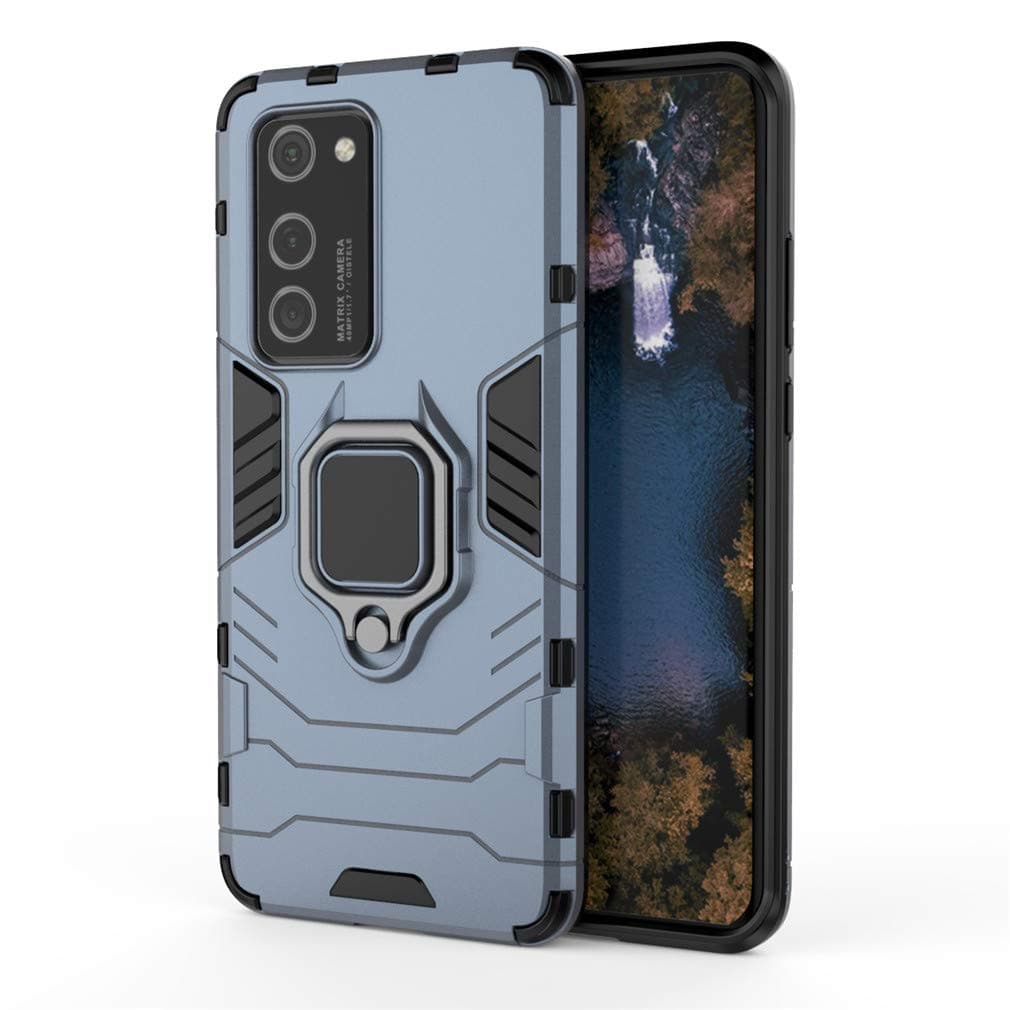 CHcase Huawei P40 Pro Funda, Anillo Metálico Sujeción Soporte Antichoque Rígido Caja (Funciona con el Montaje de Coche Magnético) Doble Capa Sólido Case Carcasa para Huawei P40 Pro -Black Plus Gray
