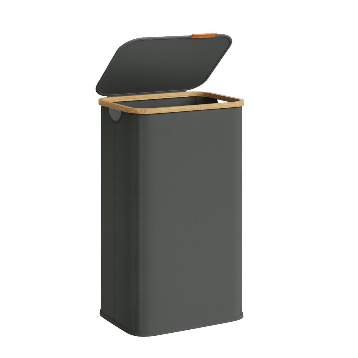 SONGMICS Cesto de Ropa con Tapa, Recogedor de Colada, Tejido de Oxford, Plegable, Marco de Bambú, Lavadero, Dormitorio y Salón, 100 L, 42 x 32 x 70,5 cm, Gris Pizarra LCB518GN01