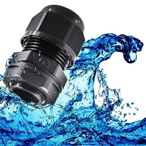 XHF 10 Pcs 1/2" IP68 Strain Relief Nylon Cord Grip Waterproof NPT Cable Glands Adjustable UL Listed and RoHS Compliant (Black) — view 5
