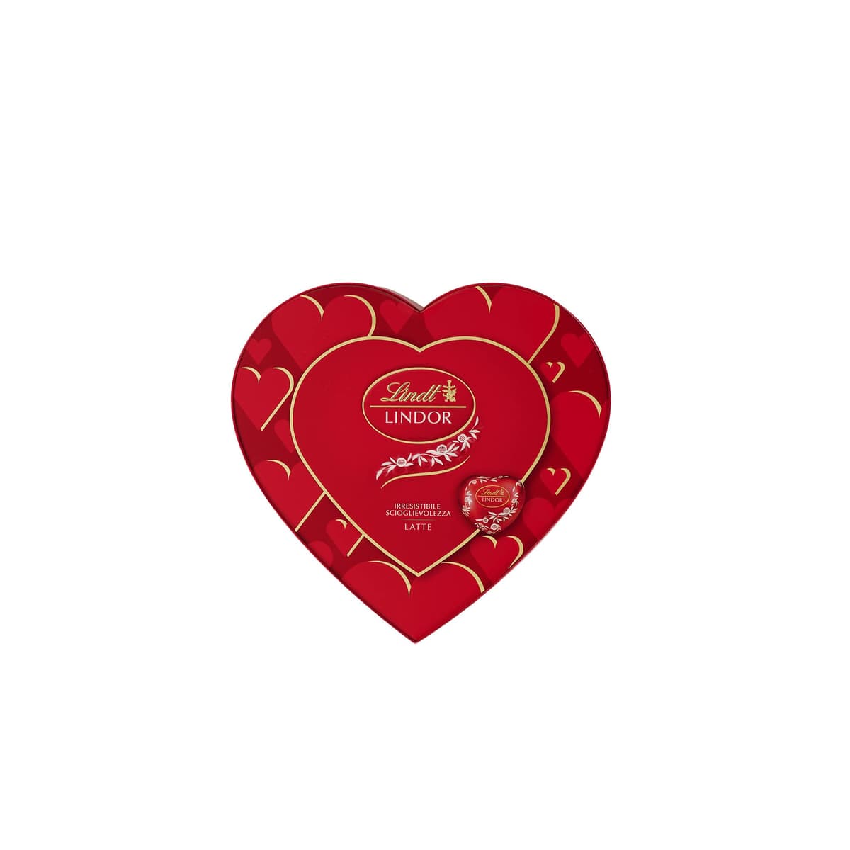 Lindt LINDOR Corazón Chocolate con Leche San Valentín, caja de bombones leche con forma de corazón para regalar, chocolate con leche, bombones para regalar, 7 unidades, 96g