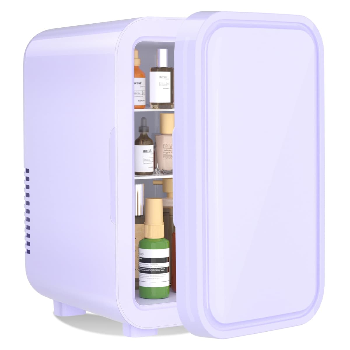 YASHE Mini Fridge, 6 Liter/8 Can 220-240V AC/DC Portable Thermoelectric Cooler Refrigerators for Bedroom, Skincare, Beverage, Office, Dorm Room and Car, Purple