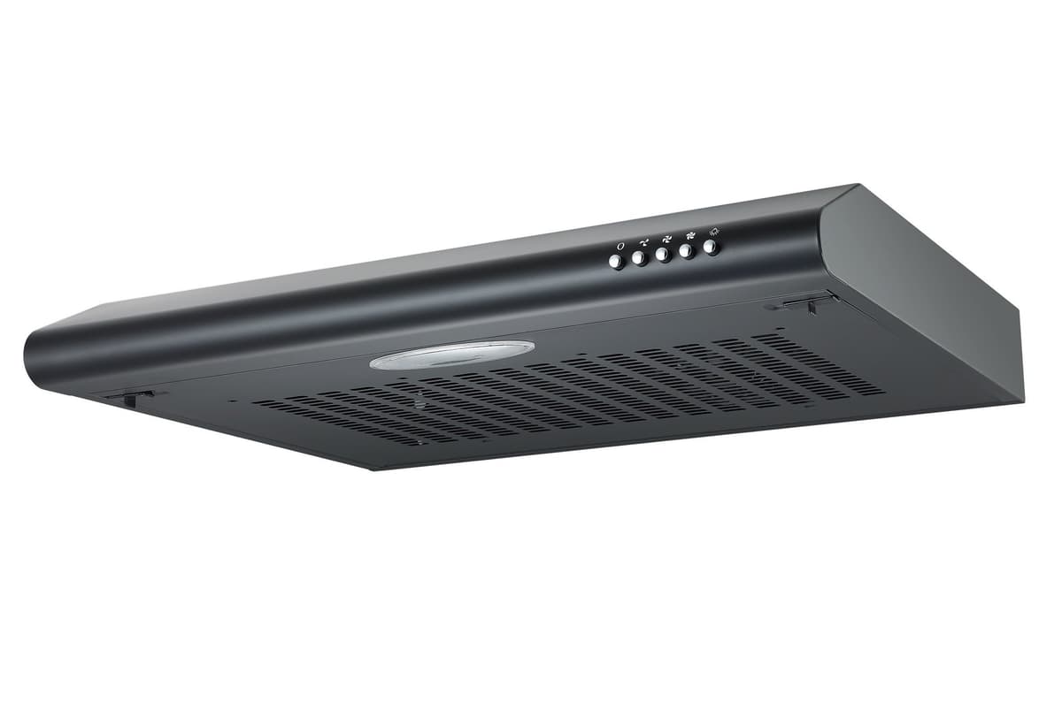 Cookology 60cm Visor Cooker Hood | Black Kitchen Extractor Fan, Under Cabinet Slimline Design, 3 Speed Ventilation with Light, Easy Install