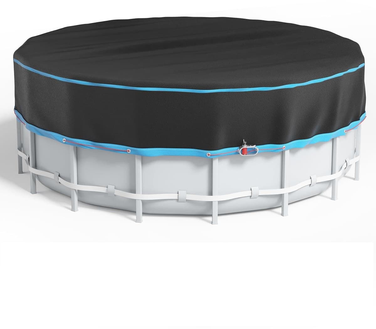 8 Ft Round Pool Cover, Heavy Duty Pool Cover for Above Ground Pools, Swimming Pool Cover with Storage Bag Solar Covers for Above Ground Pools, Waterproof & Dustproof