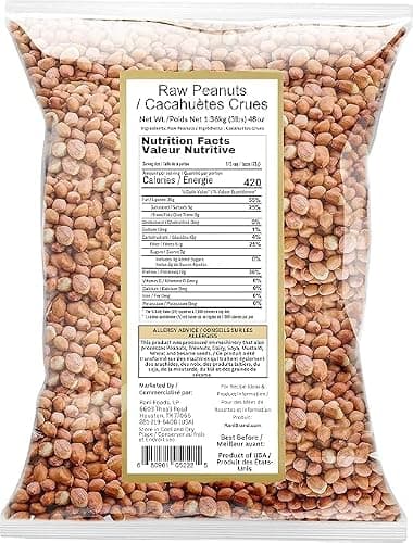 Rani Peanuts, Raw Whole With Skin (uncooked, unsalted) 48oz (3lbs) 1.36kg Bulk ~ All Natural | Vegan | Gluten Friendly | Fresh Product of USA ~ Spanish Grade Groundnut/Red-skin