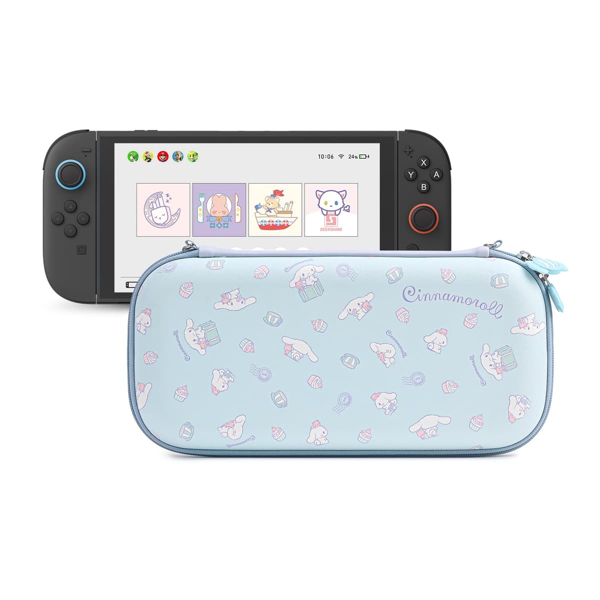 Kuitmor Carrying Case Compatible with Switch 2 (2025) 7.9 Inch, Hard-Shell Slim Travel Case with 10 Game Card Slots for Switch 2 Console and Accessories, Candy Party (Blue)