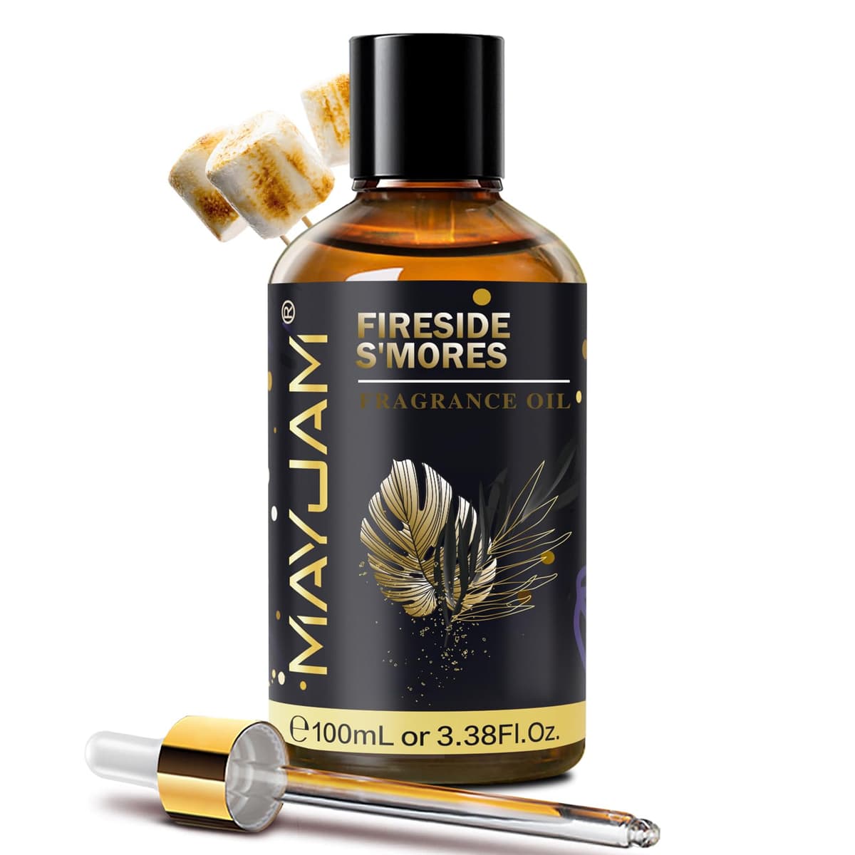 MAYJAM Aceite de S'mores Junto A La Chimenea 100ml, Aceite De Fragancia De S'mores Junto A La Chimenea para Difusor de Aceites Esenciales, Aromaterapia, DIY