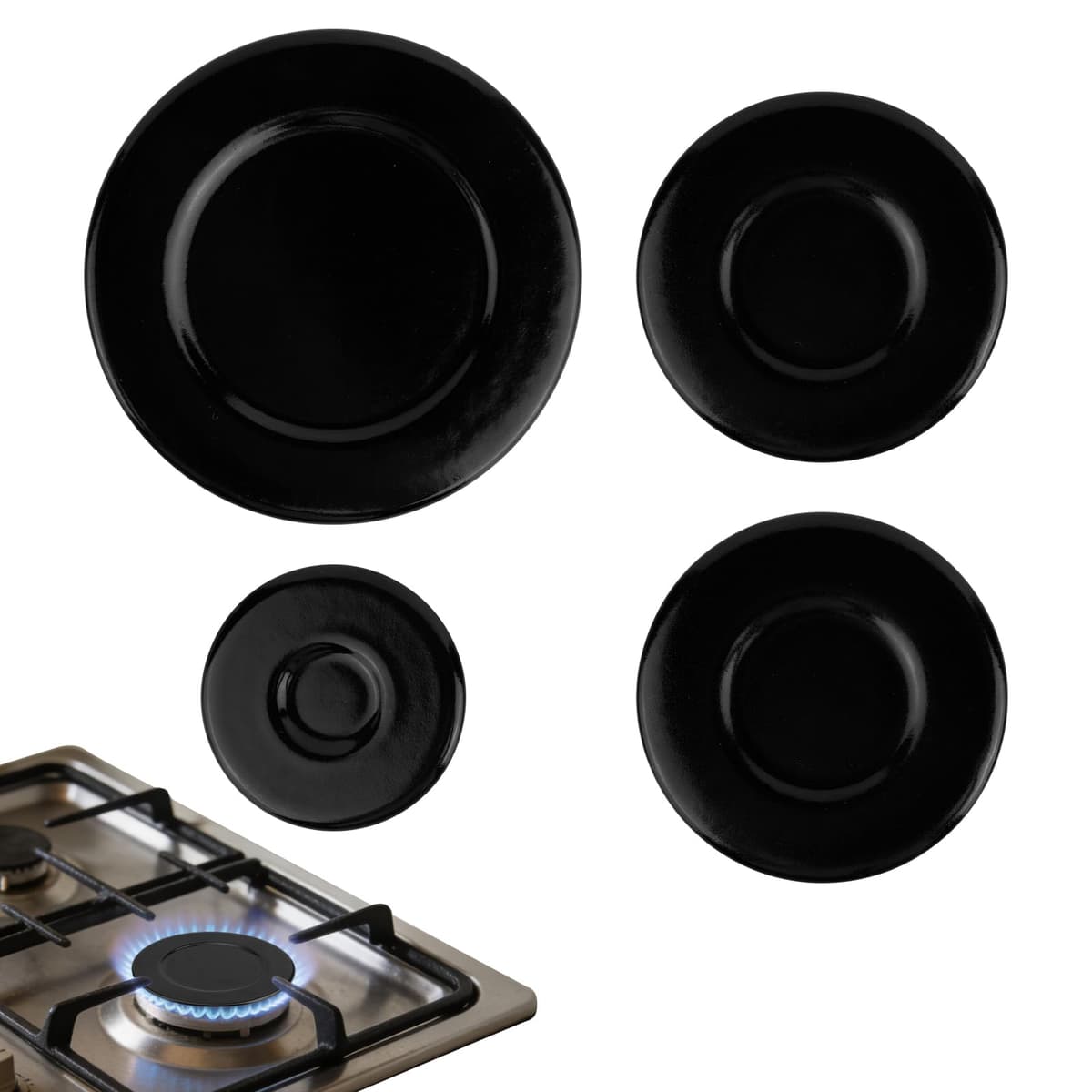 4uds Tapa Quemador Cocina Gas para SABAF, Duraderas Hierro Refinado Cubierta Quemador Cocina Gas para Garantizar Calor Uniforme y Estabilidad de Llama (Superficie Cóncava)