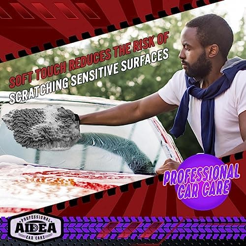 AIDEA Car Wash Mitt Microfiber, 1PK, Car Wash Brush, Grey, 7.12''X10.14'' — view 3