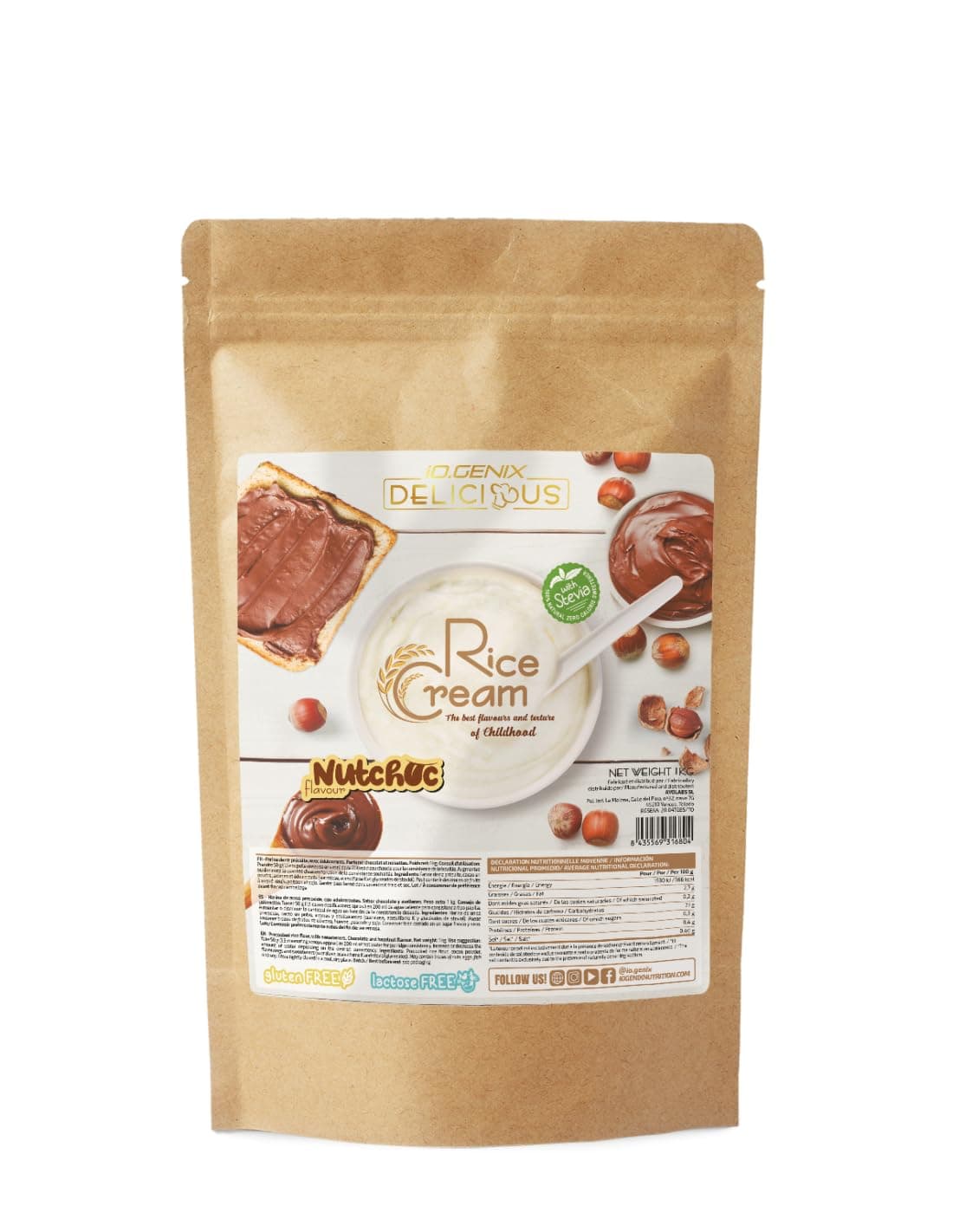 iO.GENIX - Crema de Arroz | 1 kg | Harina de Arroz Precocida | Fuente de Energia | Buena Digestibilidad (Nutchoc)