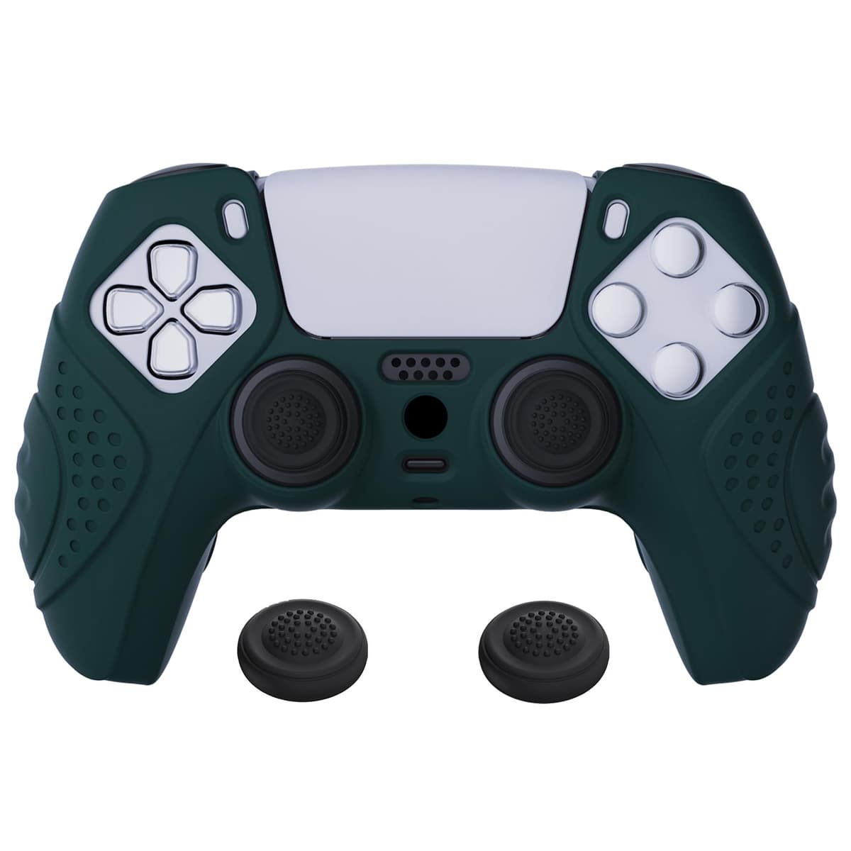 eXtremeRatePlayVital Guardian Edition Racing Green Ergonomic Soft Anti-slip Controller Silicone Case Cover for ps5, Rubber Protector Skins with Black Joystick Caps for ps5 Controller