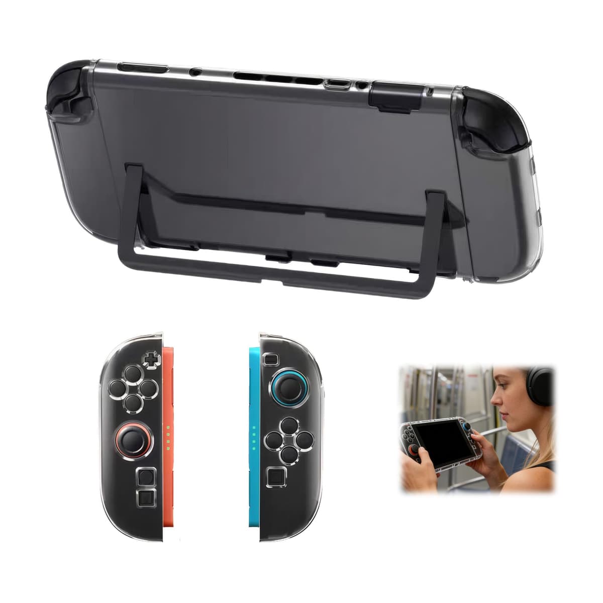 Xevtrak for Nintendo Switch 2 Case, Transparent Protective Case Set with Dual-Surface Design, Crystal-Clear Dockable Shell, Quick-Release for Nintendo Switch Lite, Precision Fit for Joycon Controller