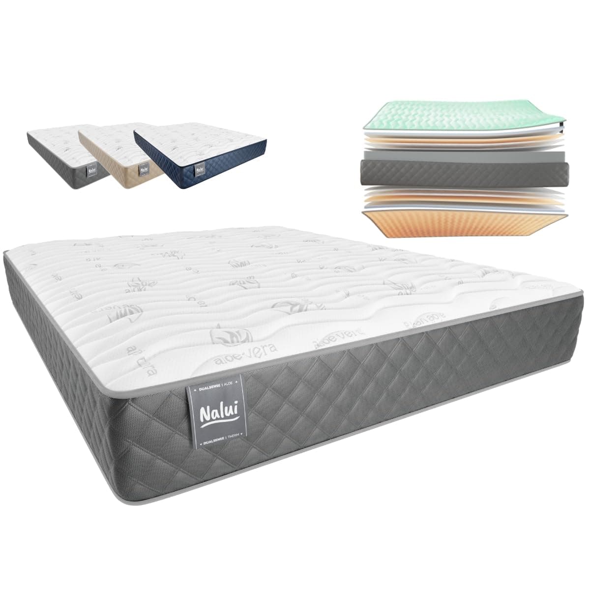 Don Descanso - Colchón 135x190 Viscoelastico Mulhacen DualSense, Altura ± 26cm. Multicapa con Núcleo GravityFoam, Firmeza Alta, Doble Cara Invierno/Verano, Transpirable. Fabricado en España, Gris