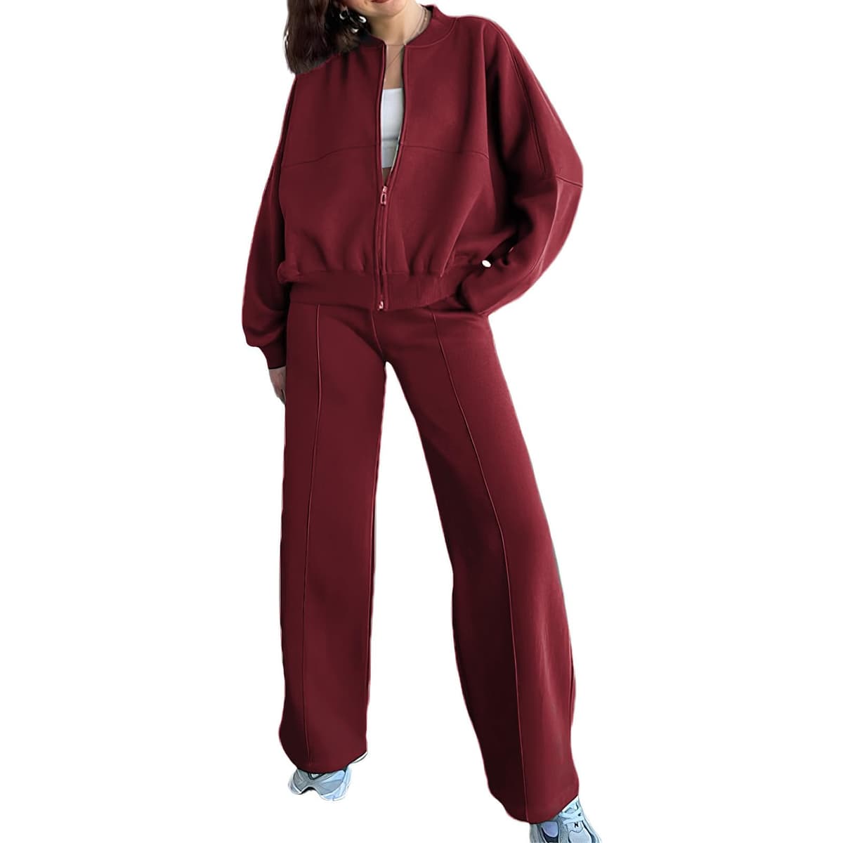 amropi Chándal de Mujer Chaqueta Sudadera con Cremallera y Pantalón Deporte Conjunto