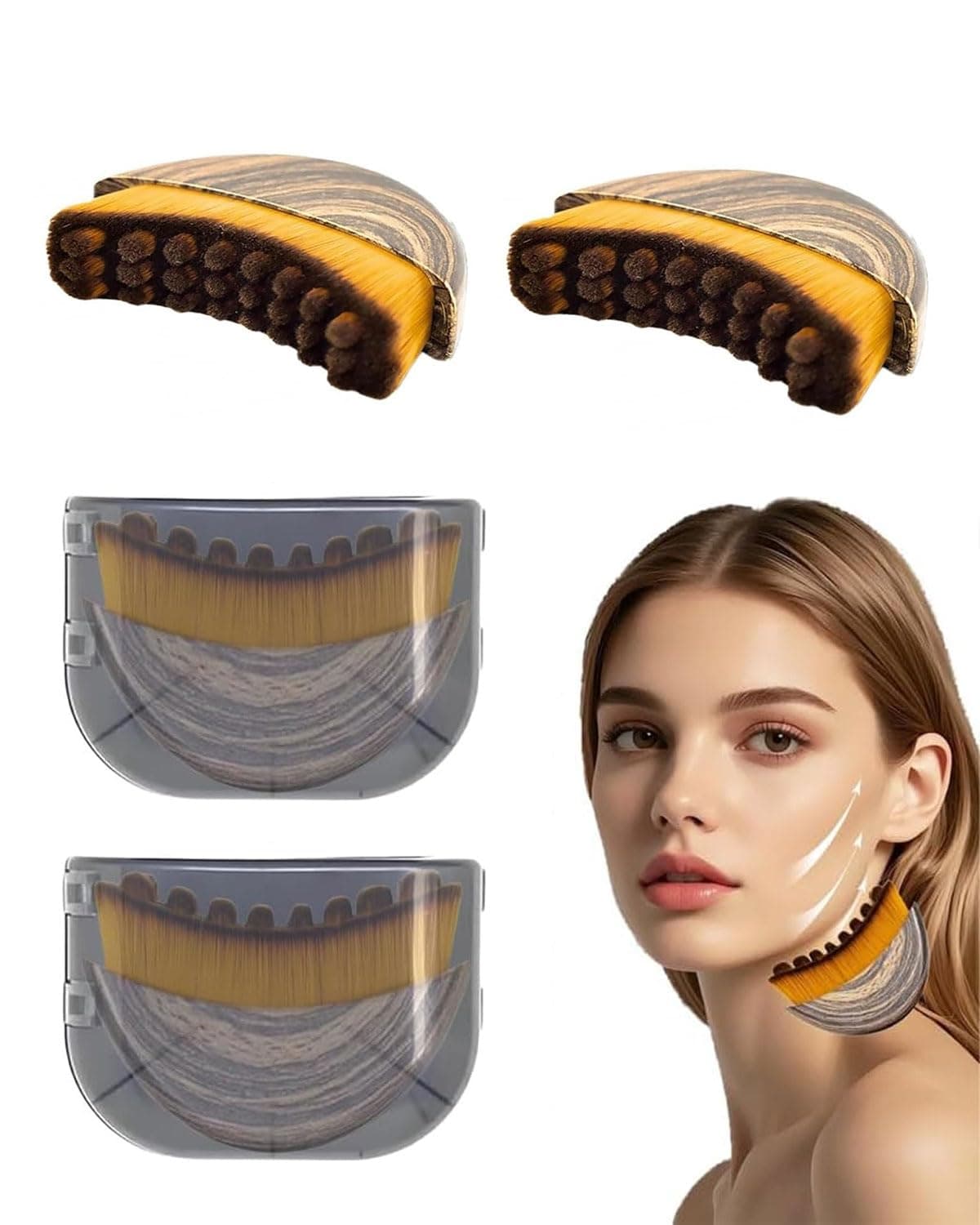 2PCS Cepillo Facial de Contorno Linfático,Masajeador de Drenaje Linfático,Cepillo Facial en Seco,Se Adapta al Contorno de la Piel,Aliviando la Fatiga Facials,para Cara,Barbilla,Mandíbula