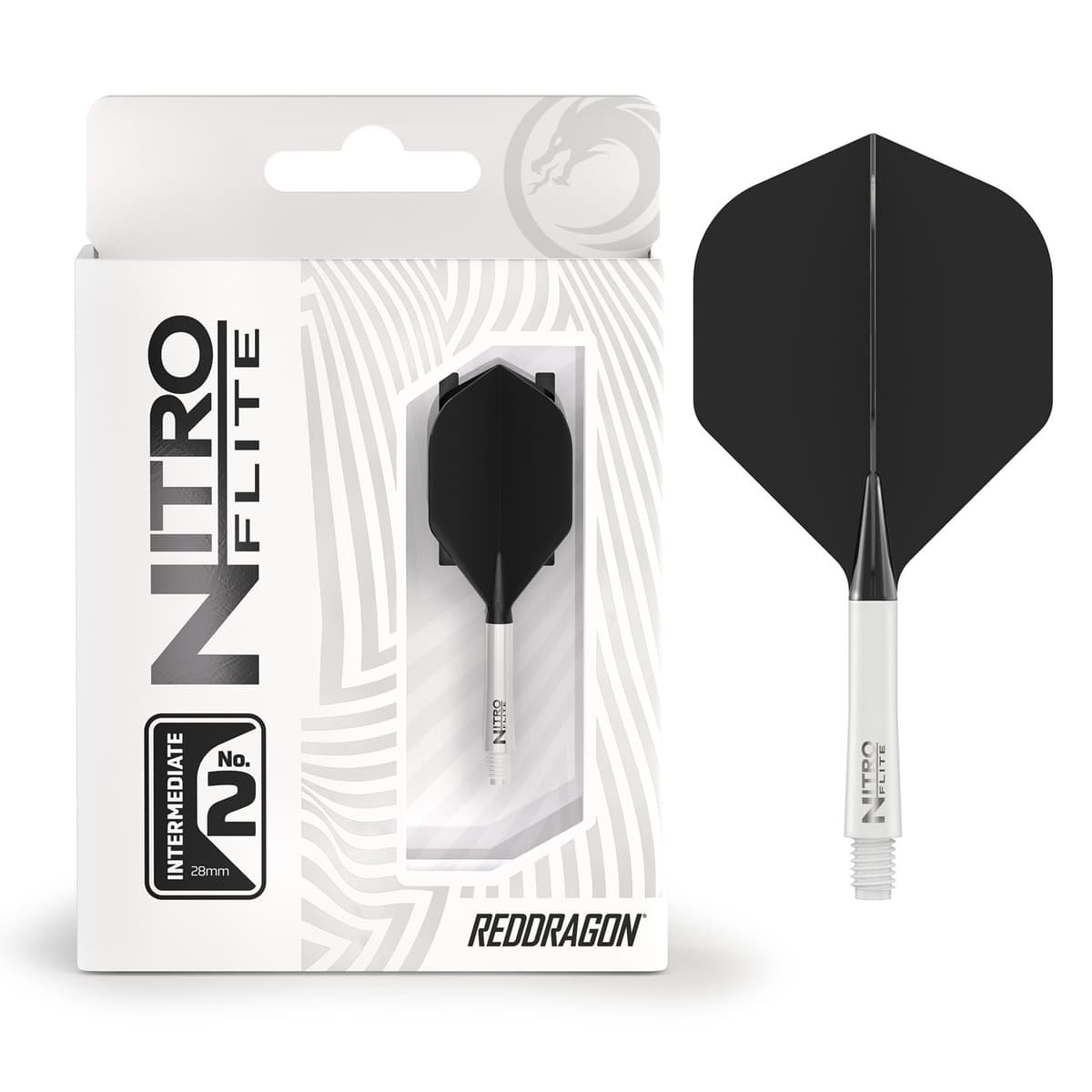 RED DRAGON Darts – Nitro Flite Integrada Sistema de Vuelo y Eje – No.2 Forma y diseño - Disponible en Niveles Corto, Intermedio y Medio - Variedad de Colores - Accesorios de Dardos Profesionales