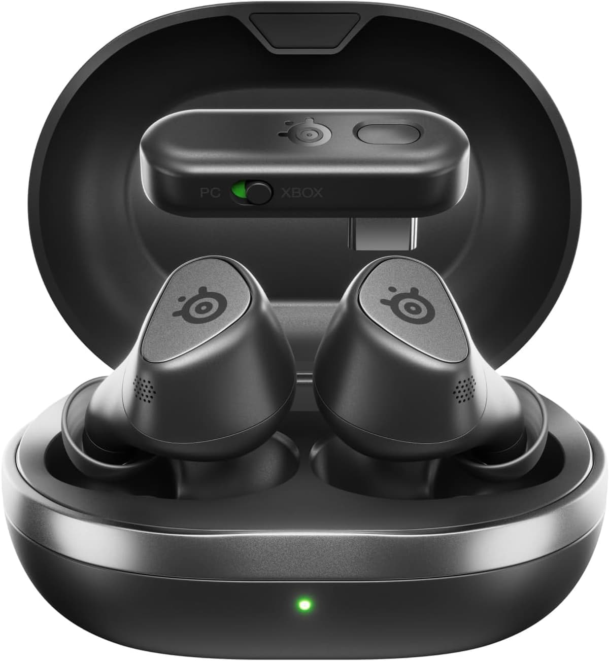 SteelSeries Arctis GameBuds™ para Xbox - Auriculares inalámbricos para Juegos - 2,4 GHz + BT5.3 - Modo ANC/Transparencia - Resistencia al Agua IP55-40 Horas de autonomía - Carga inalámbrica - Xbox,