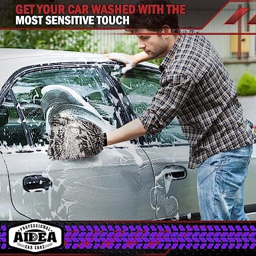 AIDEA Car Wash Mitt Microfiber, 1PK, Car Wash Brush, Grey, 7.12''X10.14'' — view 5