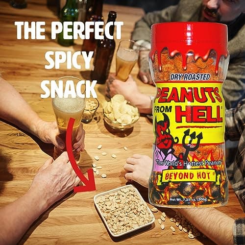 KICKIN’ Habanero Pepper Spicy Hot Peanuts – 12oz - Ultimate Spicy Gourmet Gift Peanuts - Try if you dare! (Peanuts from HELL)