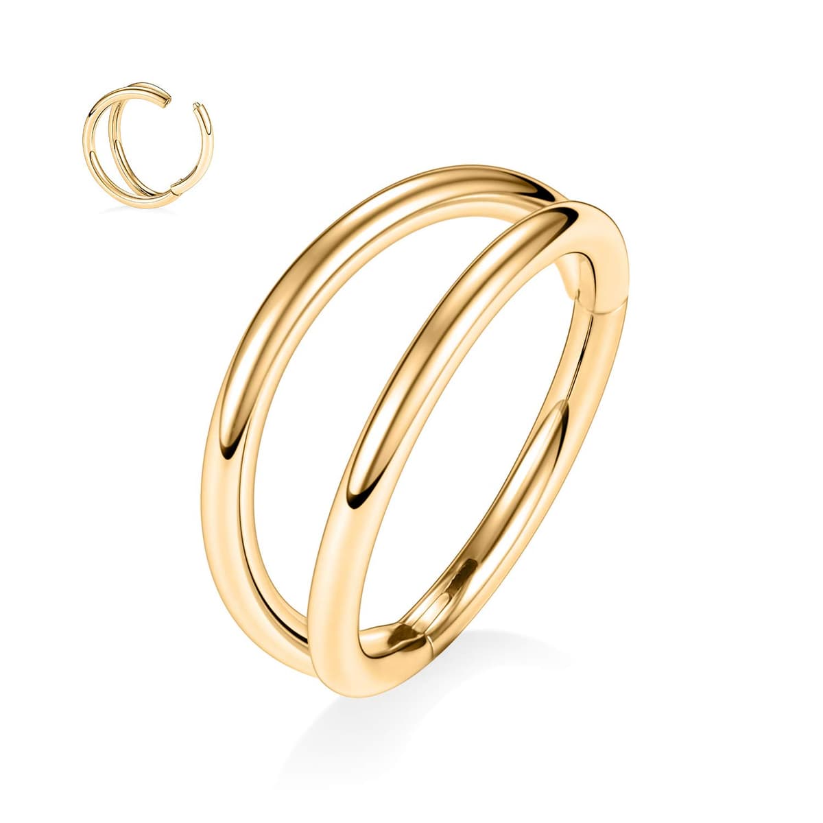 hengkaixuan Triple Double Nose Hoop Ring Sleeper Hoop Earring Helix Rook Conch Cartilage Daith Tragus Earrings Septum Ring Lobe Nose Piercing Jewellery for Women