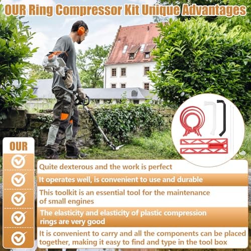 Earthtec 751-045 Ring Compressor Kit for Chainsaw Accessories,Small Engine Piston Ring Compressor for Chainsaw Blower Weed Eater,Compatible with Honda Kawasaki Yamaha Stihl Husqvarna 502507001 — view 3