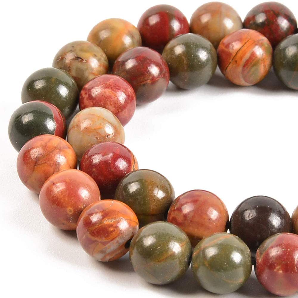 Genuine Picasso Jasper Beads for Jewelry Making Gemstone Semi Precious Stone Round 6mm Strand 15"(60-62pcs)