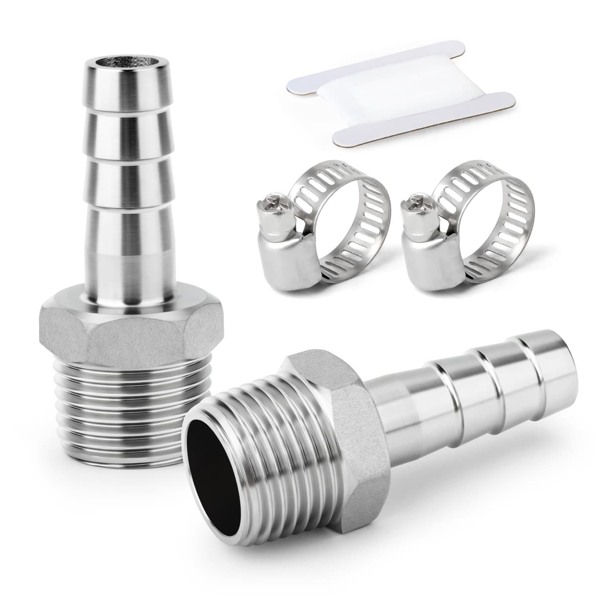 2 Pieza Racores de acero inoxidable 304 con espiga, de 14 mm a rosca macho BSP de 1/4", conectores industriales de compresión para sistemas de agua, combustible, aire y hidráulicos