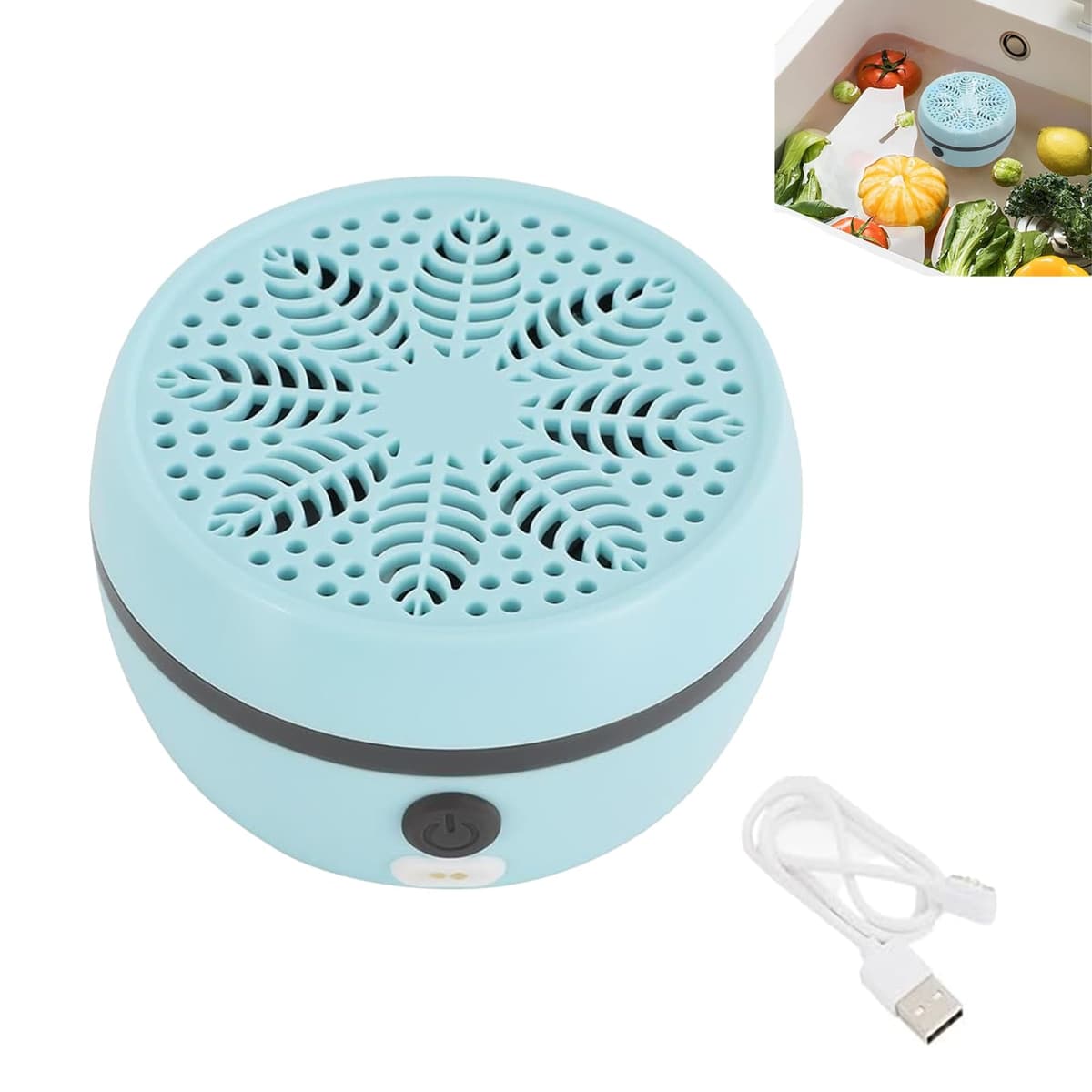 Automatic Fruit Cleaner, Fruit & Vegetable Washers, Rechargeable Fruit Washing Machine, Waterproof Fruit and Veg Cleaner, Food Purifier Durable | Kitchen Tool, for Grains Meat Seafood (Sky Blue)
