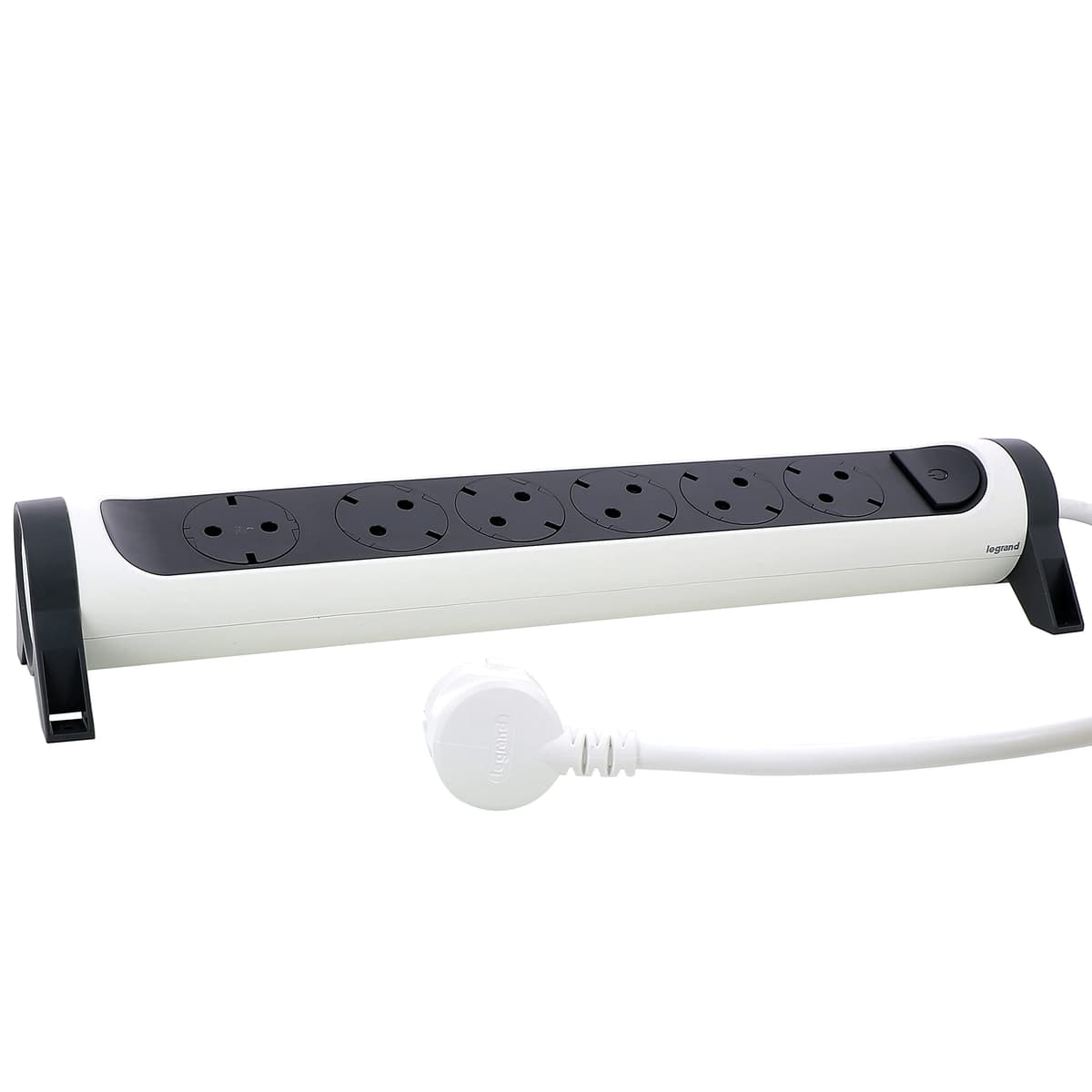 LEGRAND Regleta de enchufes con protección de sobretensiones, con Interruptor, Base múltiple con 6 Tomas de Corriente, Cable de 1,5 m, Color Blanco/Gris Oscuro 694533
